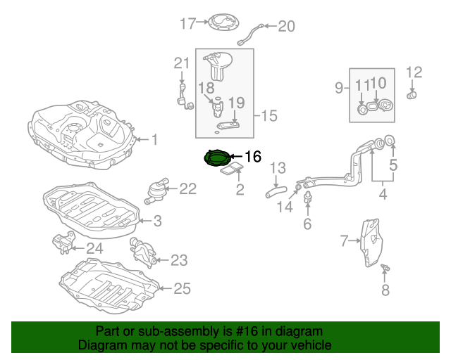 19961999 Mazda Protege Fuel Pump Tank Seal B6BF60962