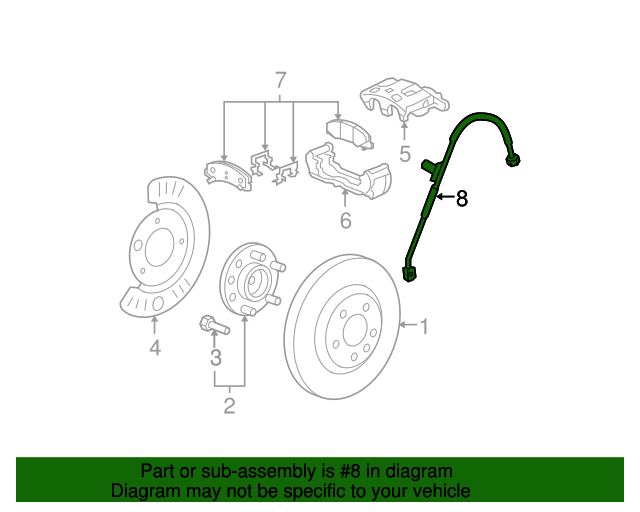 20062011 GM Front Passenger Side Hydraulic Brake Hose Assembly