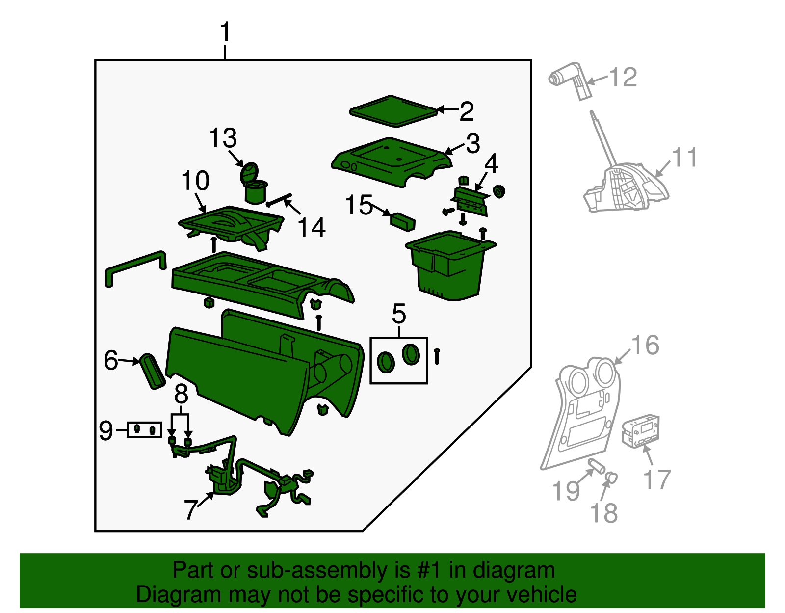Console Assembly, F/Floor                       *Ebony - GM (89044119)