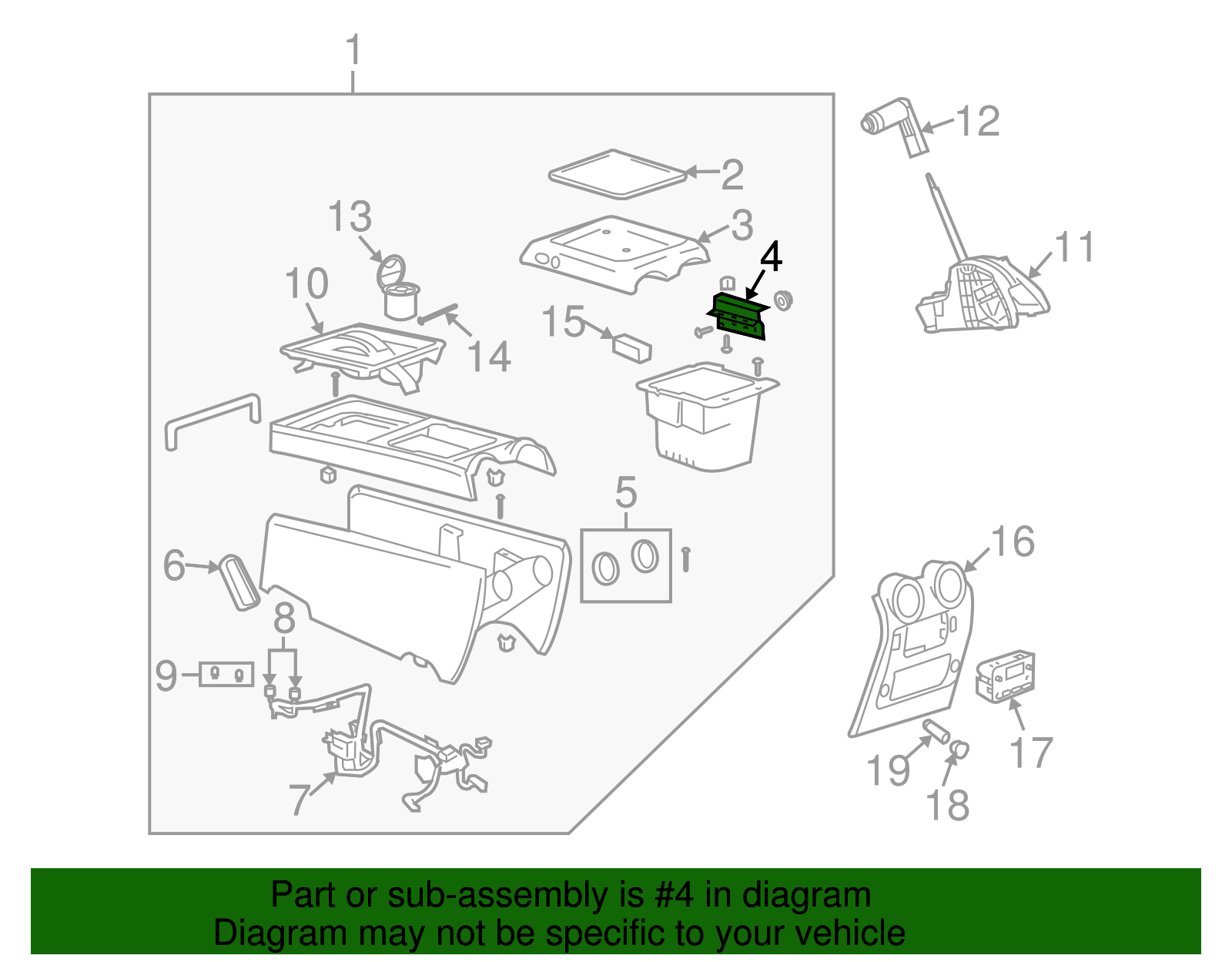 Hinge, F/Floor Console Compt Dr - GM (88986339)