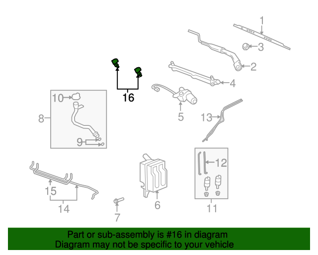 20082010 Saturn Vue Windshield Washer Nozzle 25907407 GM Parts Online