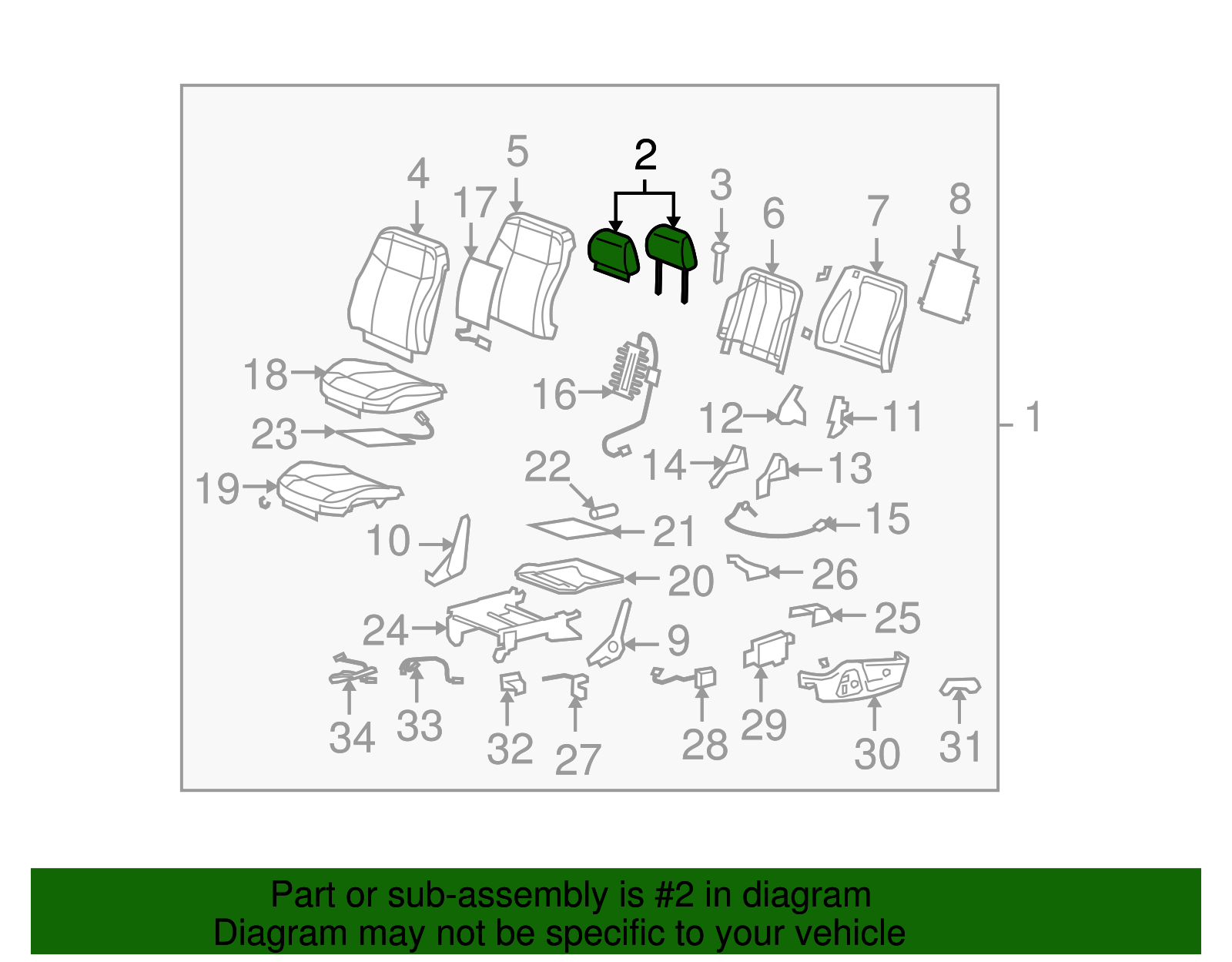 Light Cashmere Front Seat Head Restraint - GM (25832963)
