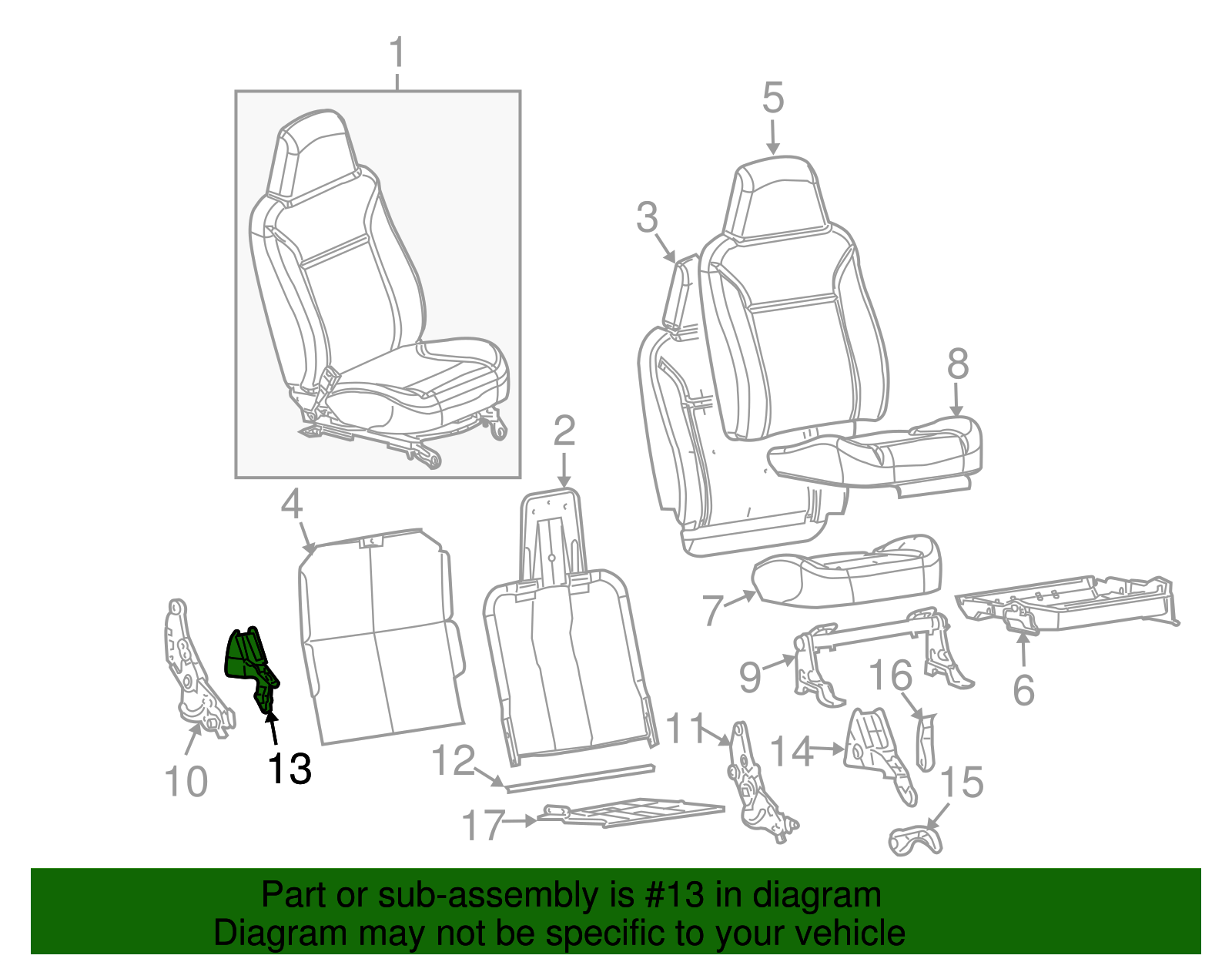 Medium Pewter Passenger Seat Recliner Finish Cover - GM (89042774)
