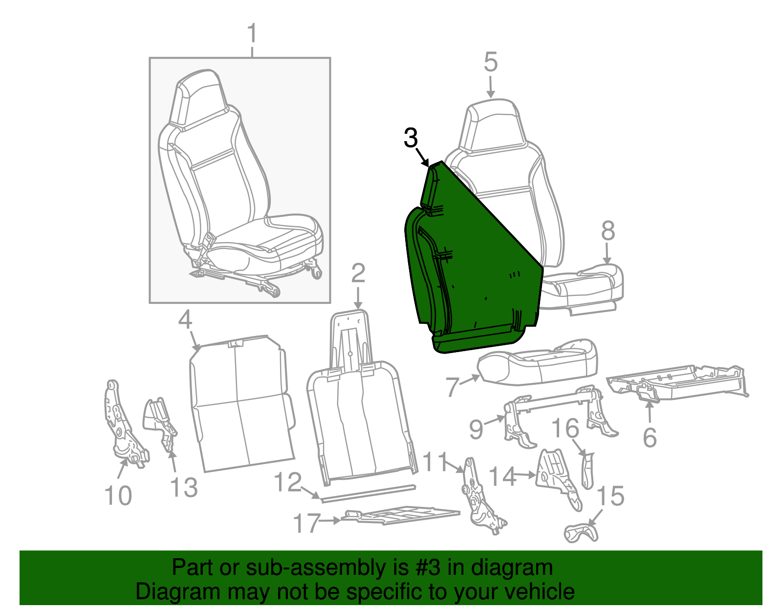 Passenger Seat Back Pad - GM (89041580)