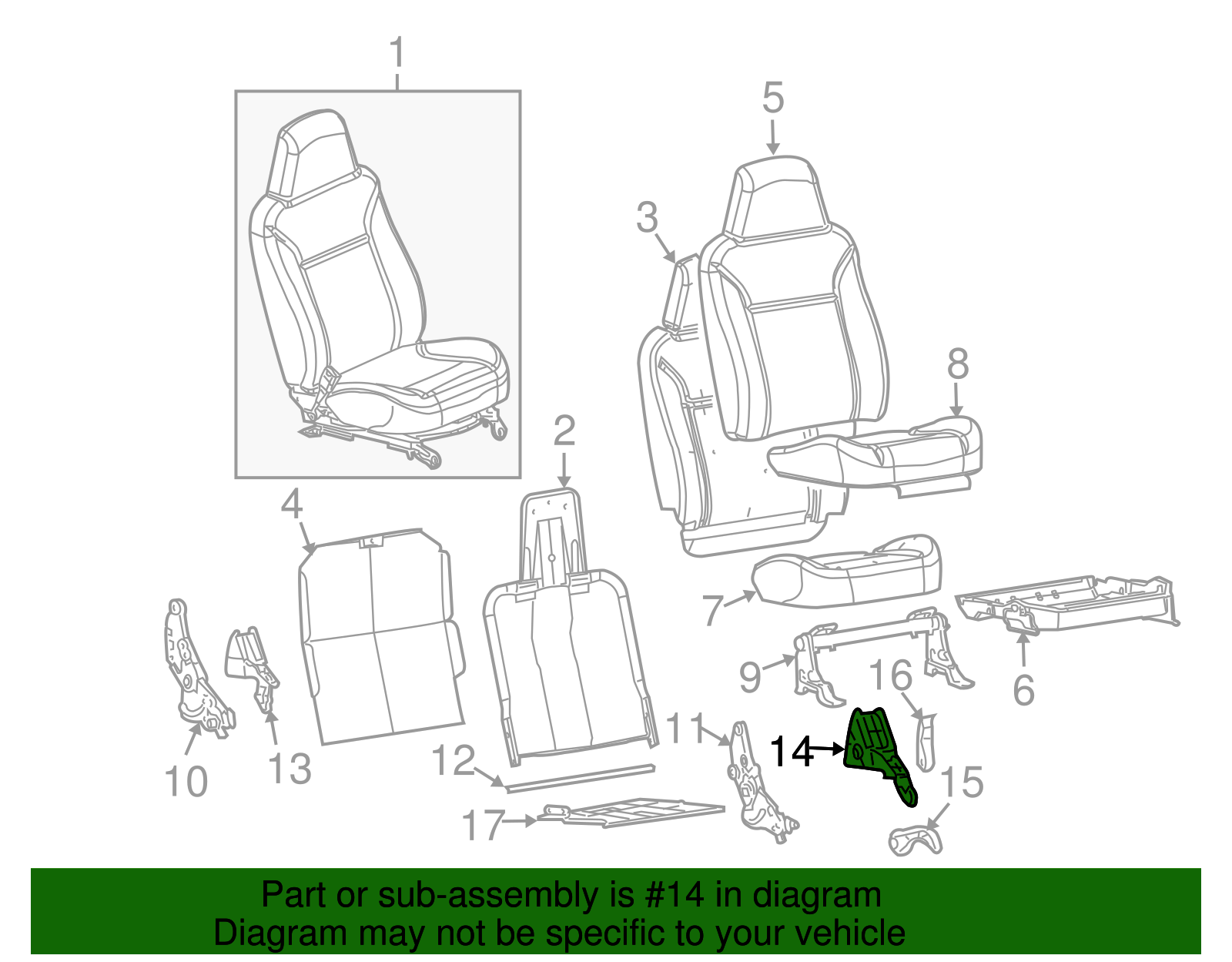 Medium Pewter Driver Seat Recliner Finish Cover - GM (89042776)