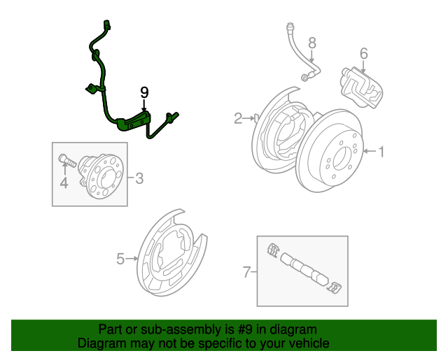 Rear Right ABS Wheel Speed Sensor - Compatible With Hyundai Elantra 2007-2012