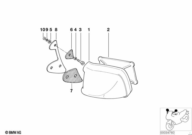 46632325830 - Mirror, Key Primed - Rechts 1984-1997 BMW-Motorrad 
