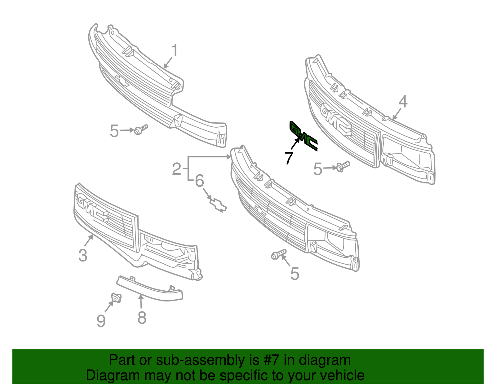 Front Grille GMC Logo - GM (88934840)