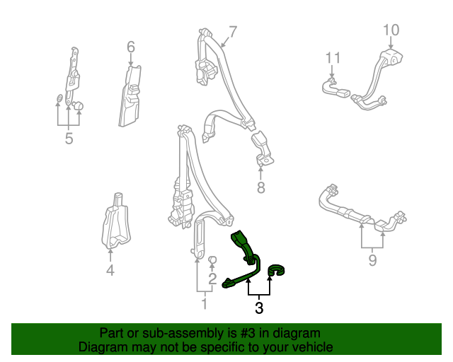 19992004 Acura RL Buckle Set, R Front Seat Belt *NH167L* (Graphite