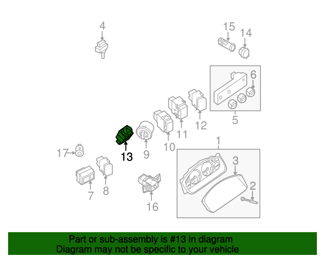 20052019 Nissan Hazard Switch 25290EA000 QuirkParts