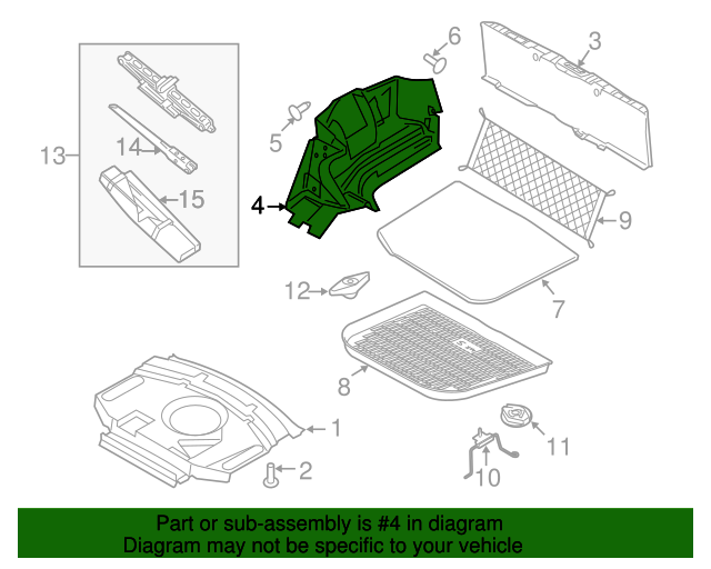 20092012 Lincoln MKS Trunk Side Trim 8A5Z5445422AA