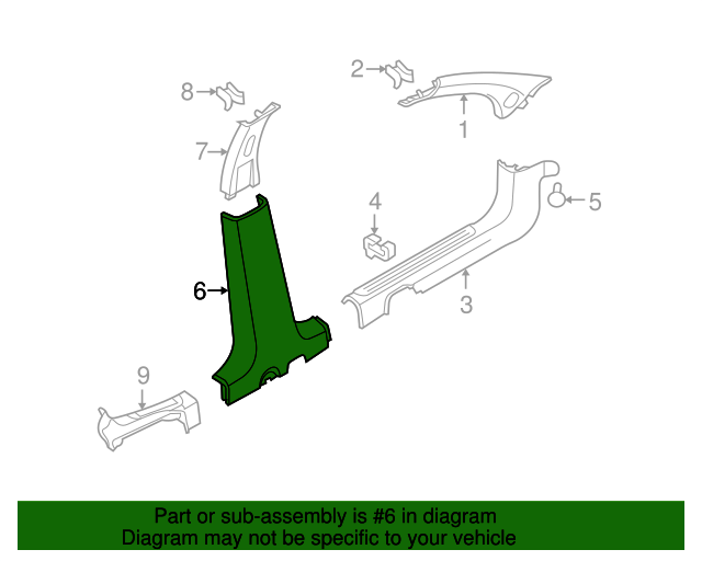 20062011 GM Body BPillar Trim Panel 96649839 GM