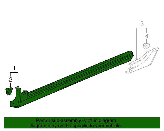 20102016 Cadillac SRX Passenger Side Rocker Panel Front Molding