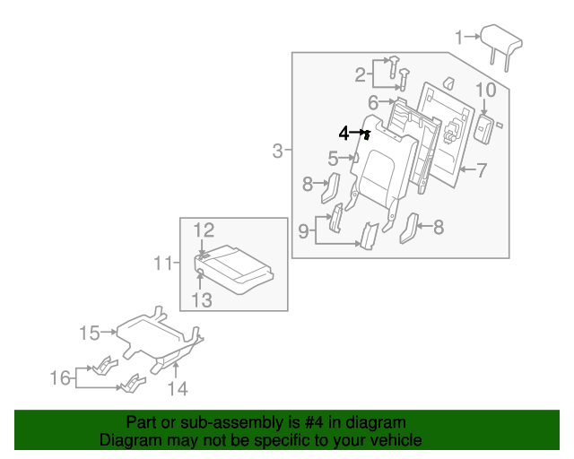 Genuine Hyundai 89460-3J501-R7D 3rd Seat Back Covering Assembly