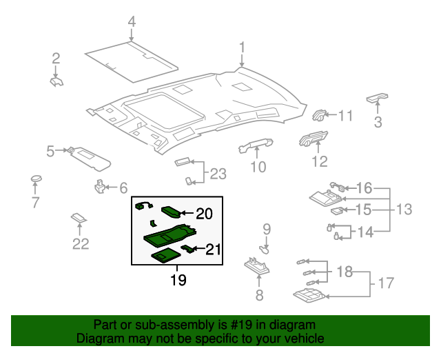 20102011 Lexus LS600h Overhead Console 6365050250B1 OEM Parts Online