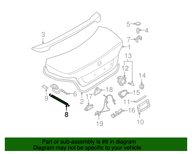 51247045884 20042010 BMW Tension Spring Trunk Lid Ta 519901 (51247