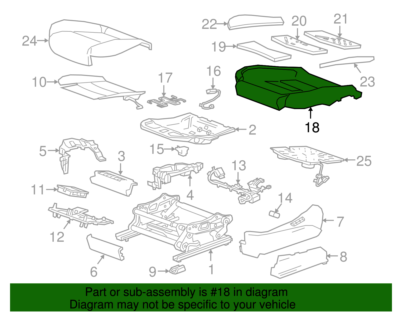 Driver Seat Cushion Pad - GM (84068859)