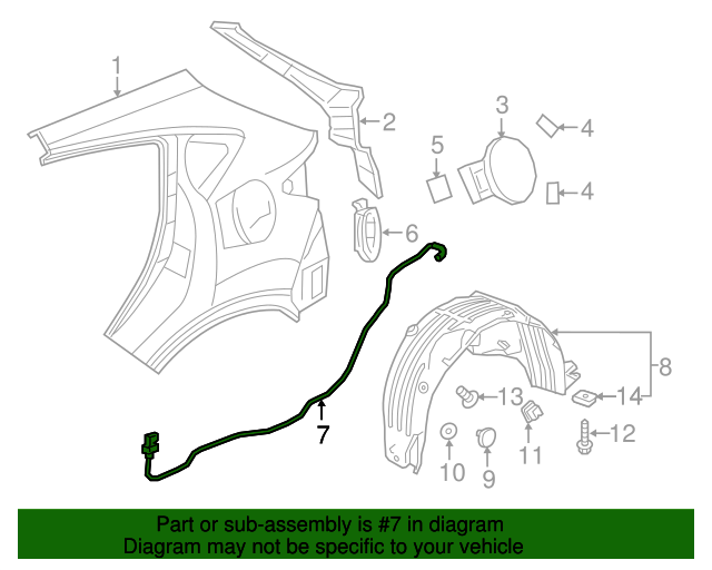 OEM 20162020 Honda HRV Cable, Fuel Lid Opener *NH900L* (Deep Black