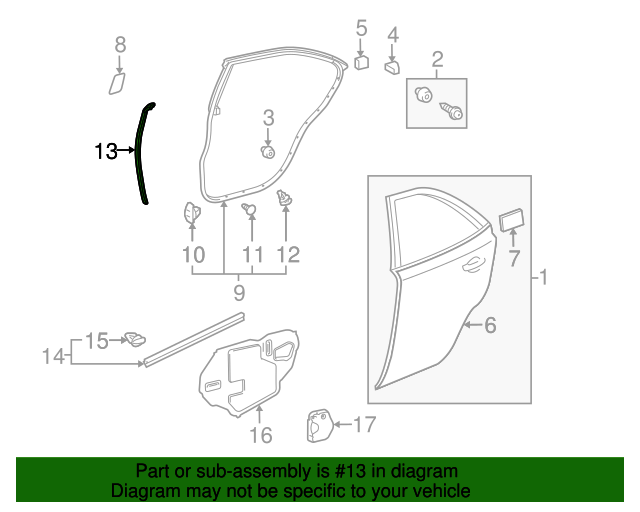 20102012 Lexus HS250h Side WeatherStrip 6789675011 OEM Parts Online
