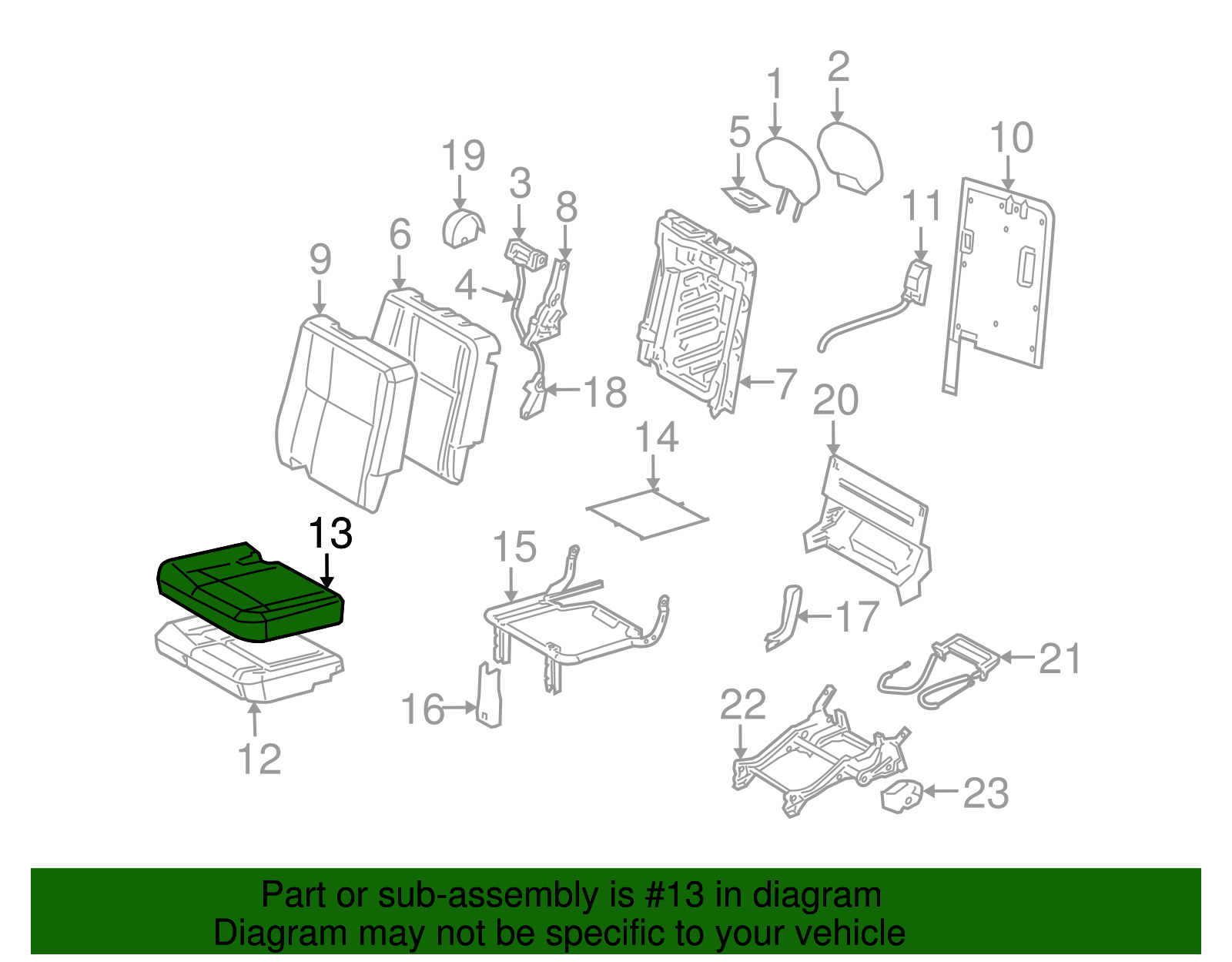 Cover, R/Seat #2 Cushion *Gray - GM (89043273)