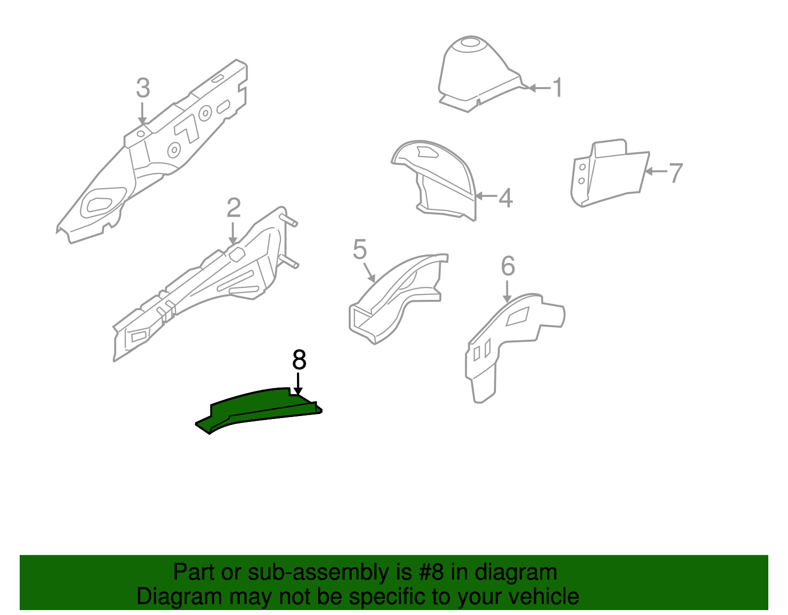 Passenger Side Front Compartment Rear Side Rail Front Reinforcement - GM (93186899)