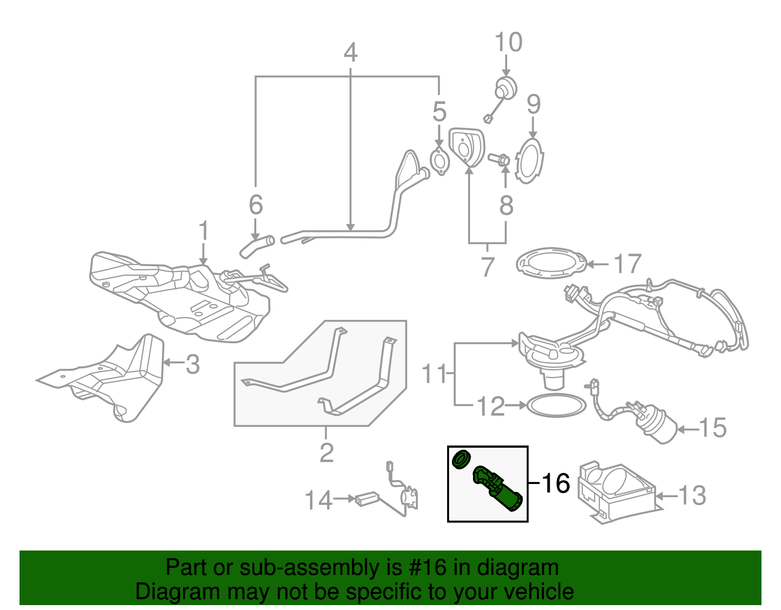 Fuel Pump Module Assembly without Fuel Level Sensor, with Seal, Pipes, and Cam - GM (19256352)
