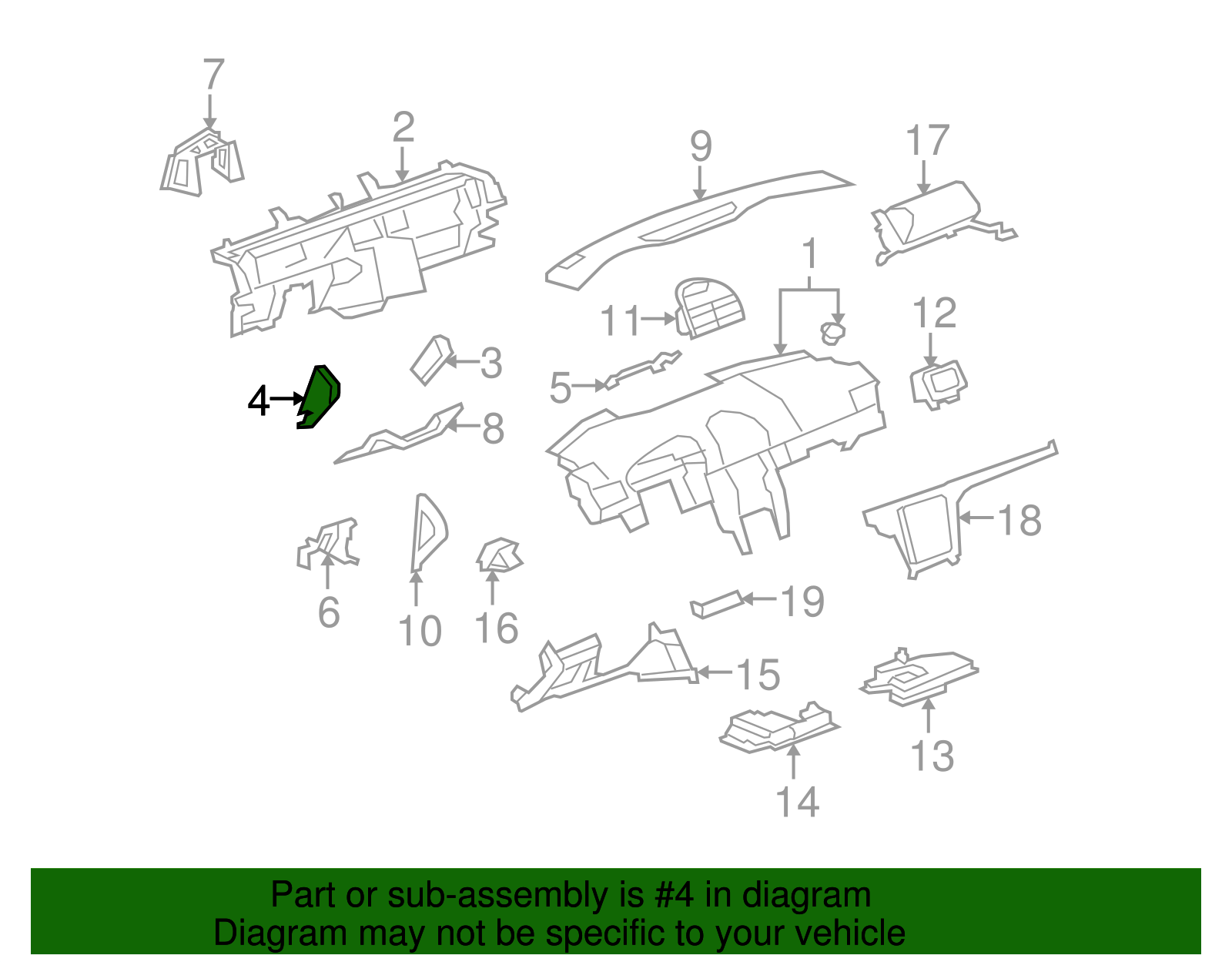 Bracket, I/P Drvr Knee Bols - GM (10374581)