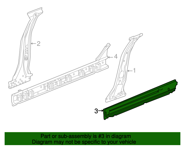 20162023 Chevrolet Malibu Passenger Side Inner Rocker Panel with