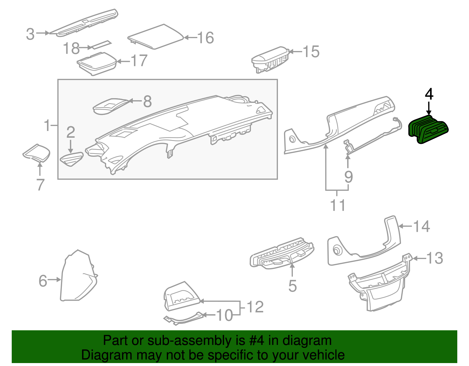 Instrument Panel Outer Air Outlet - GM (84154021)