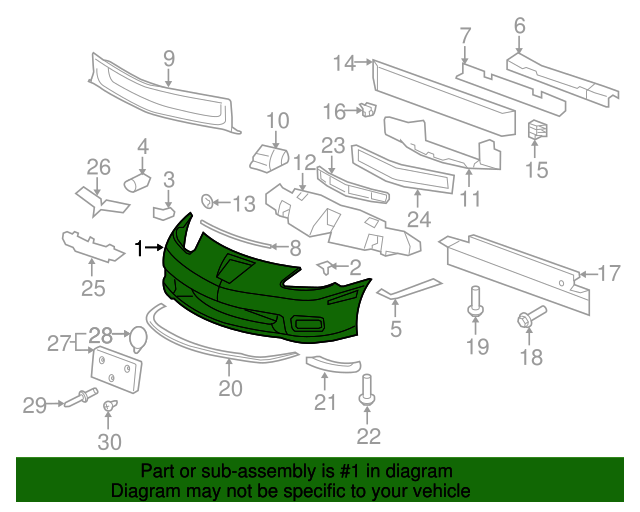 2006-2013 Chevrolet Corvette Front Bumper Cover 15915335 GM ...
