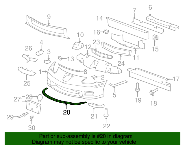 15834249 Front Bumper Valance Panel 20062013 Chevrolet Corvette Bob Johnson Chevy Parts