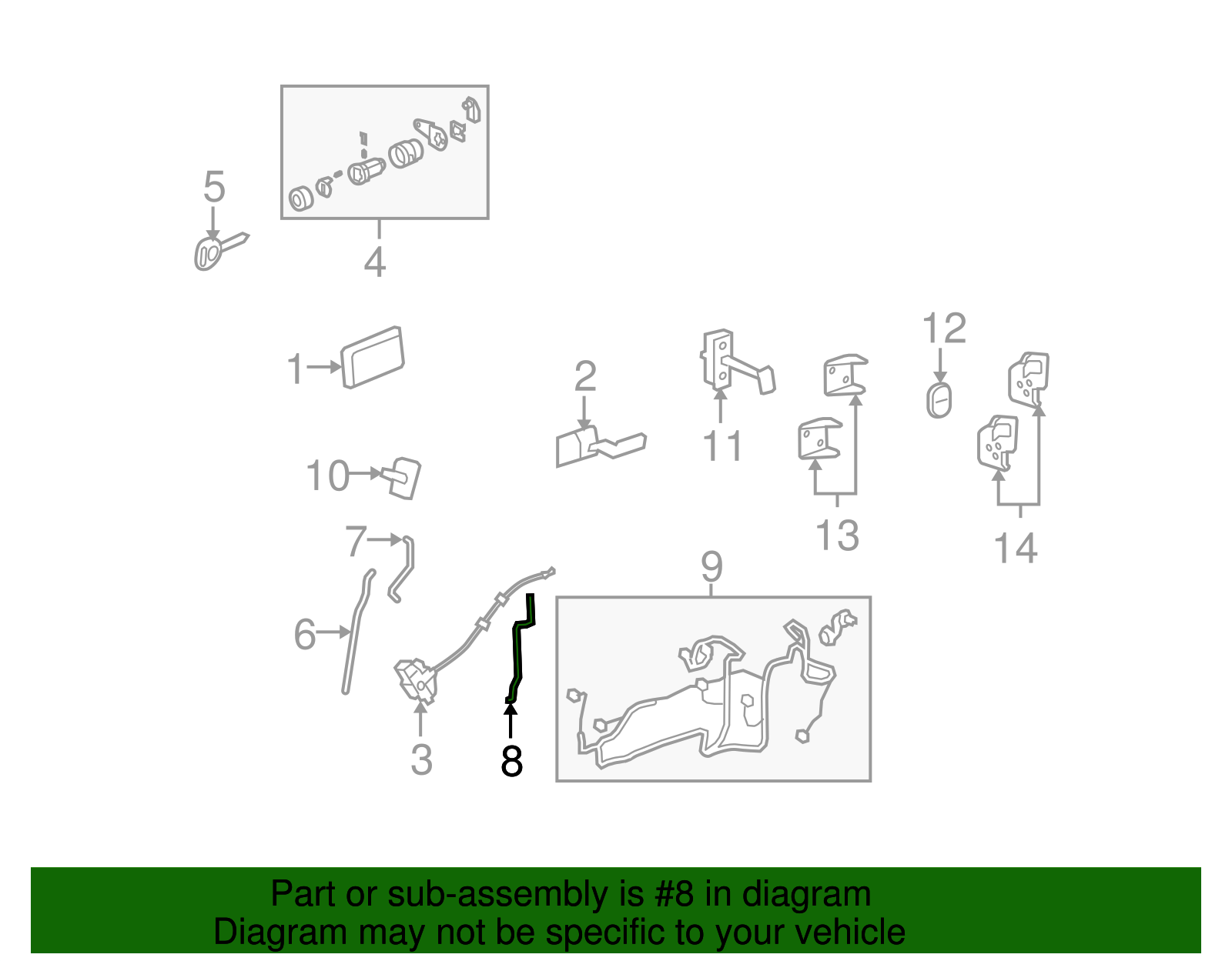 Passenger Side Front Door Locking Rod - GM (10396616)