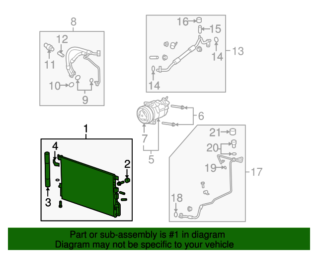 20162017 GM Air Conditioning Condenser with Insulator, Bracket