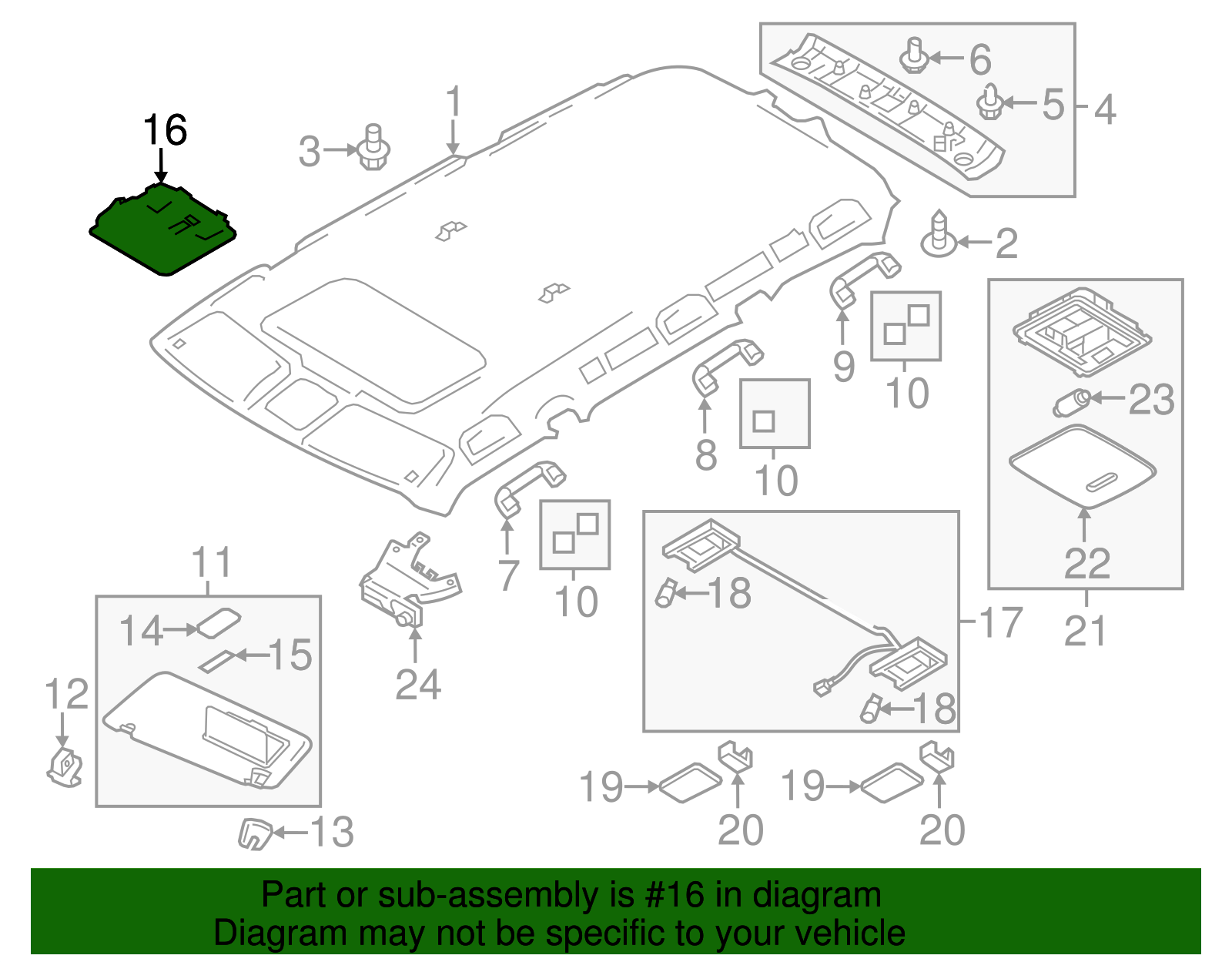 264306JD7B 20192020 Nissan Armada Overhead Console Anicra