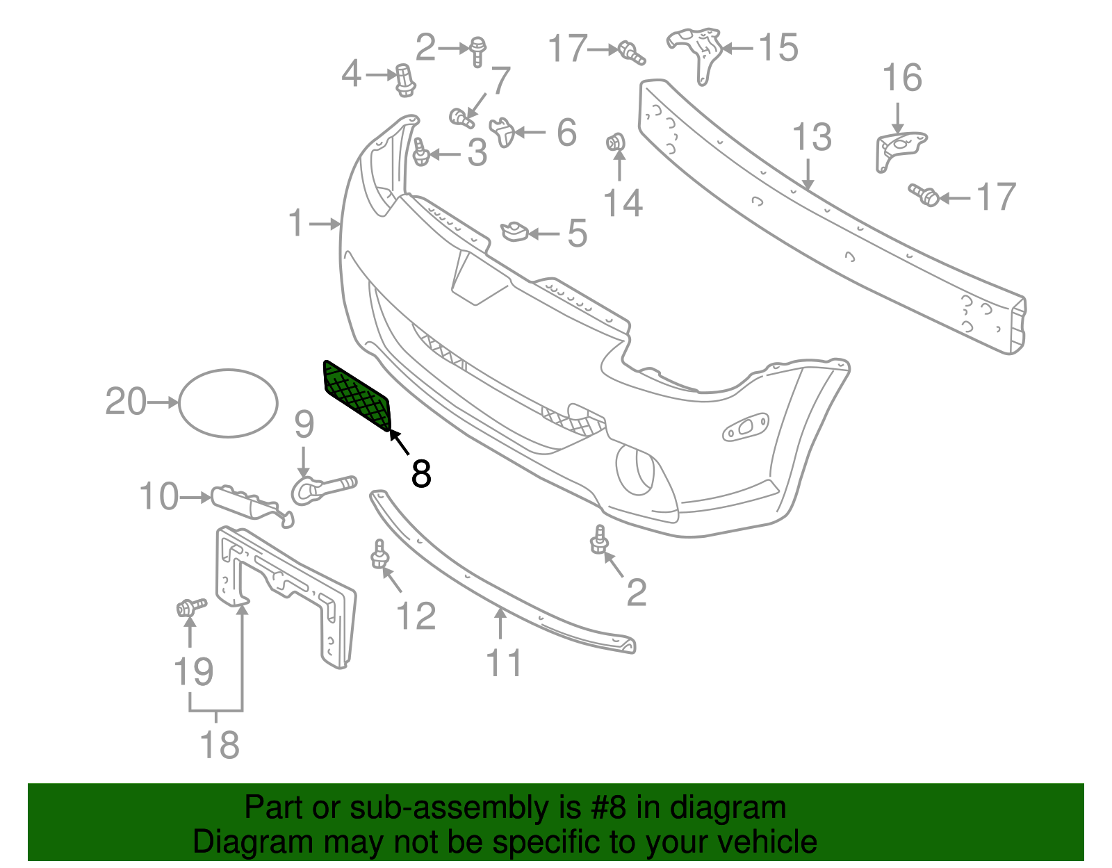Bumper Grille - Toyota (53111-17020)