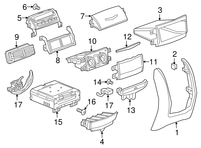 23243322 - Light Neutral Front Floor Console Rear Trim Panel 2016-2018 ...