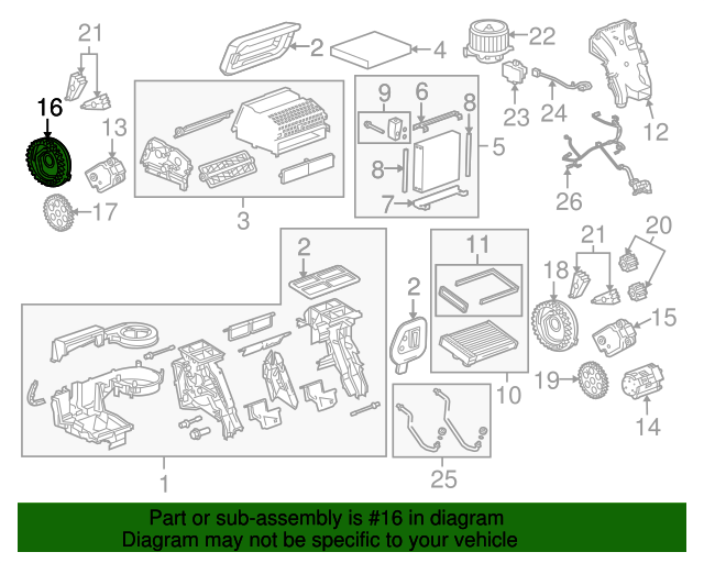 HVAC Heater Mode Door Lever GM (13263335)