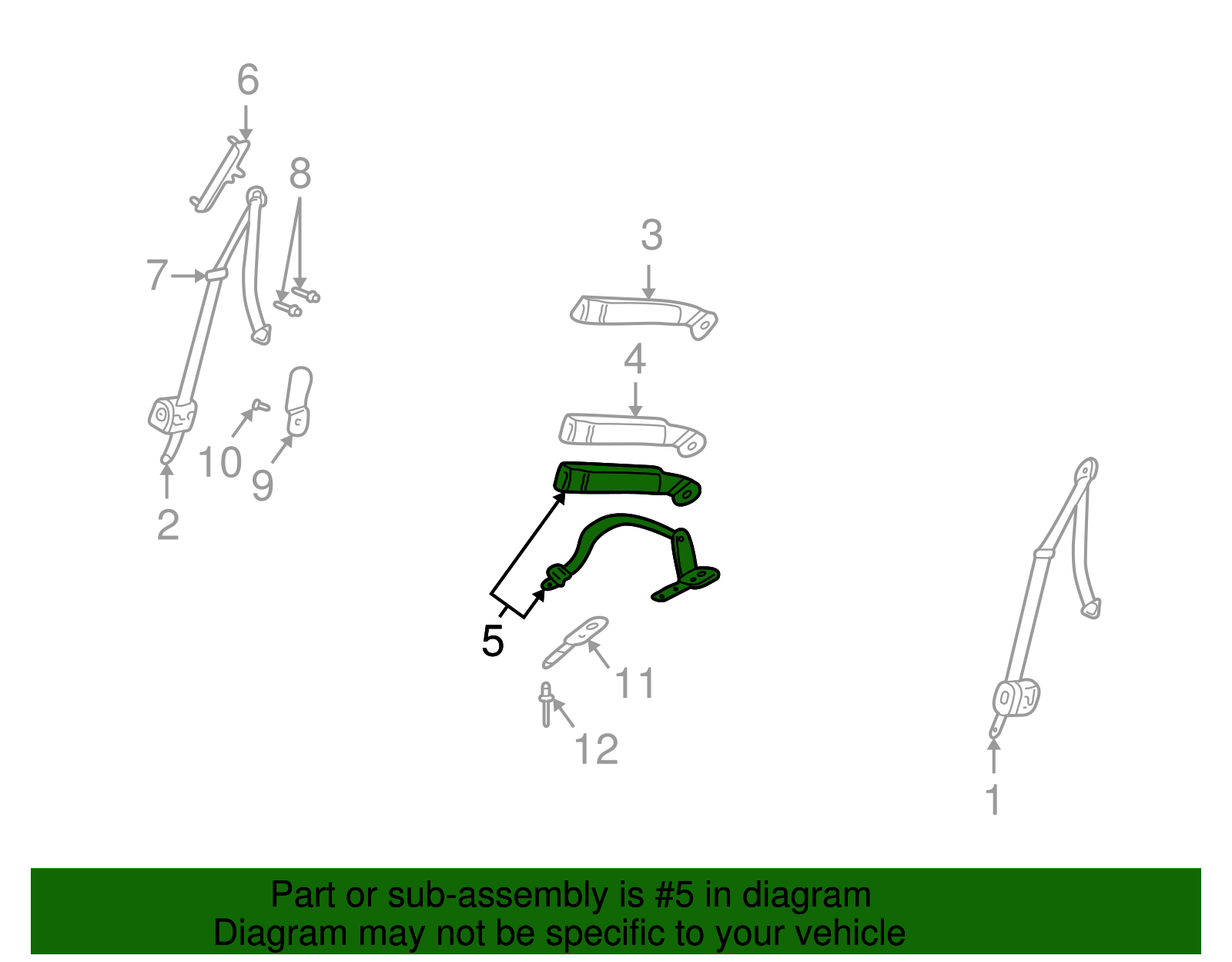 Belt Kit, F/Seat Center *Md Dark Oa*Oak - GM (88893323)