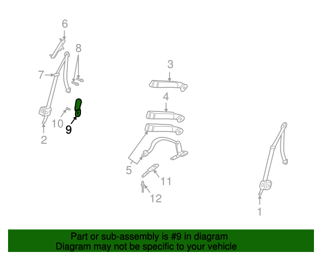 88899125 Seat Belt Receptacle 20042005 Chevrolet Impala GM Parts Club