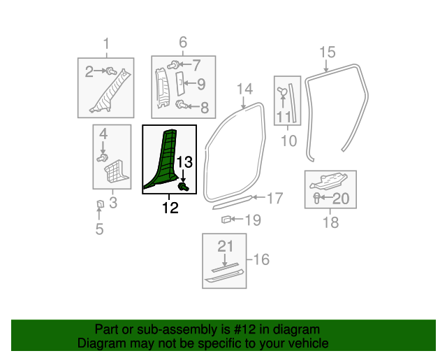 6241448030E0 Door Pillar Post Trim Set 20082013 Toyota