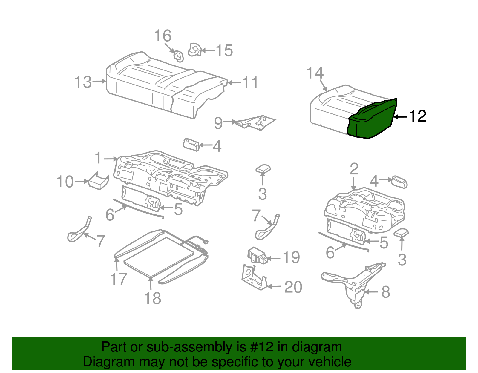 Seat Cushion Pad - Volkswagen (7L6-885-375-AA)