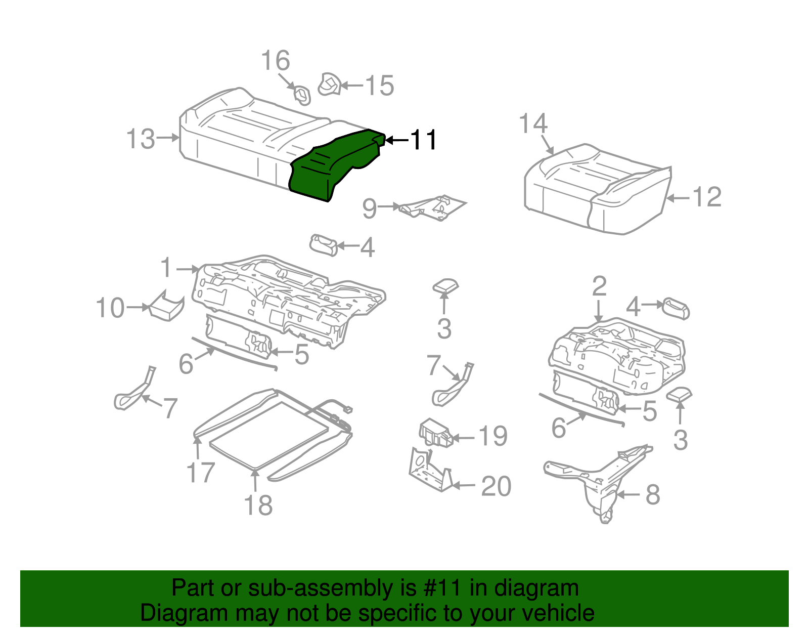 Seat Cushion Pad - Volkswagen (7L6-885-376-AE)