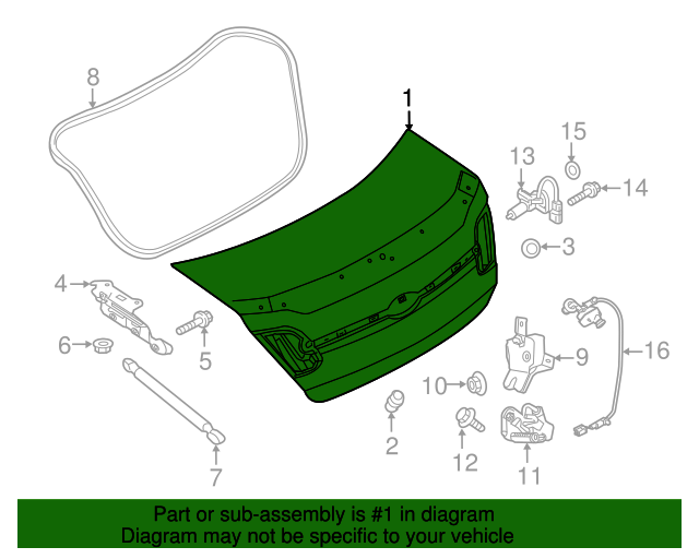 20102012 Ford Taurus Trunk Lid AG1Z5440110A Ford Parts Catalog
