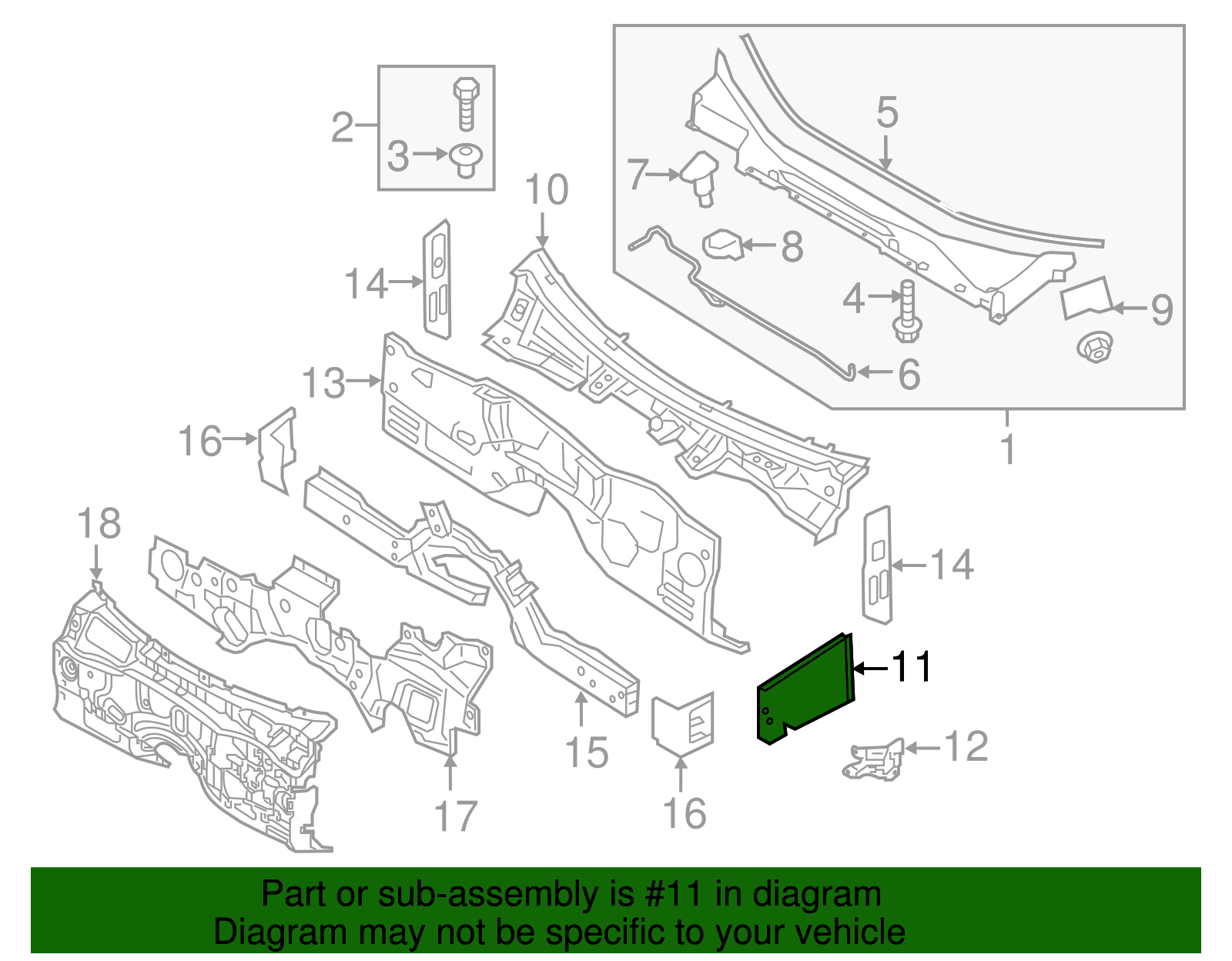 2015-2020 Hyundai Cowl Side Panel 66766-B1000 | QuirkParts