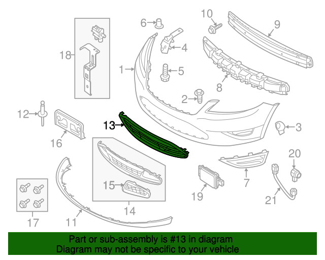 DG1Z17K945AA Bumper Grille 20132019 Ford Taurus Lasco Auto Parts
