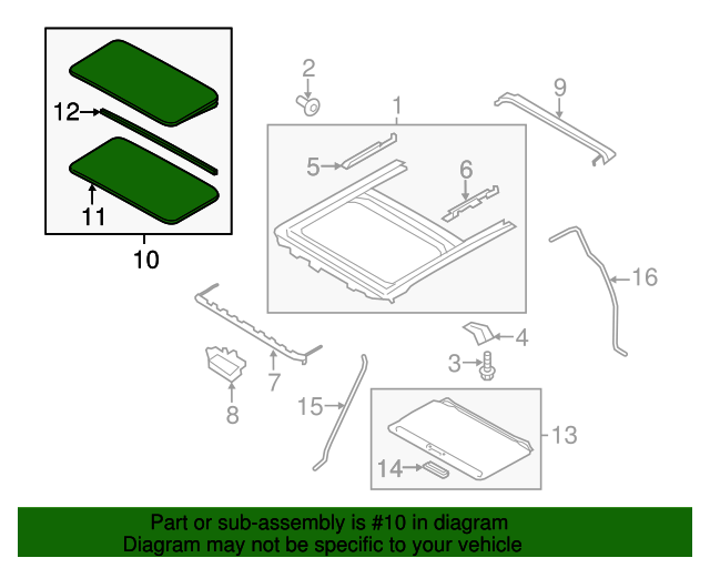 20112017 Nissan Juke Sunroof Glass 912101KA2B Nissan Parts Plus