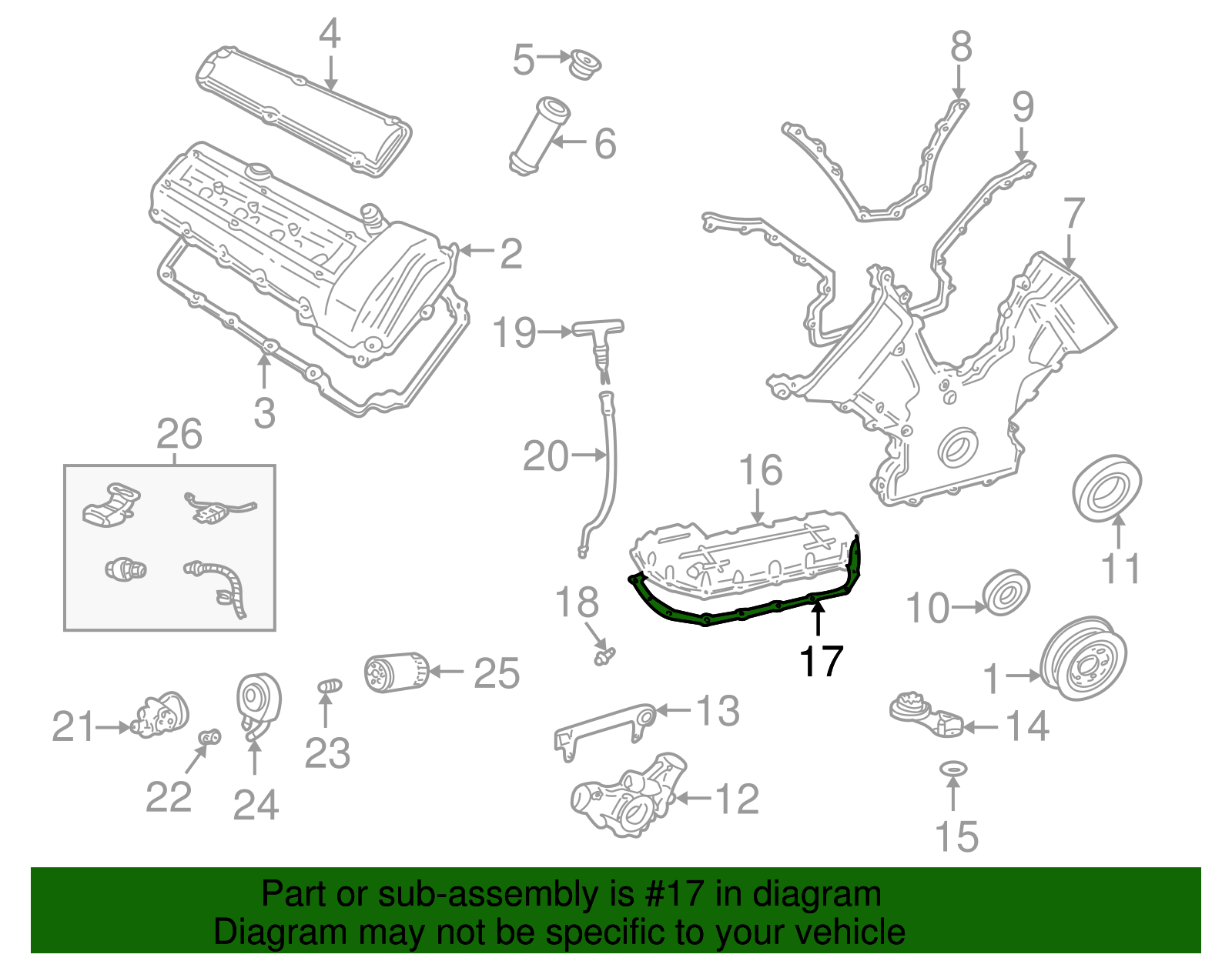 Oil Pan Gasket - Ford (XW4Z-6710-AA)
