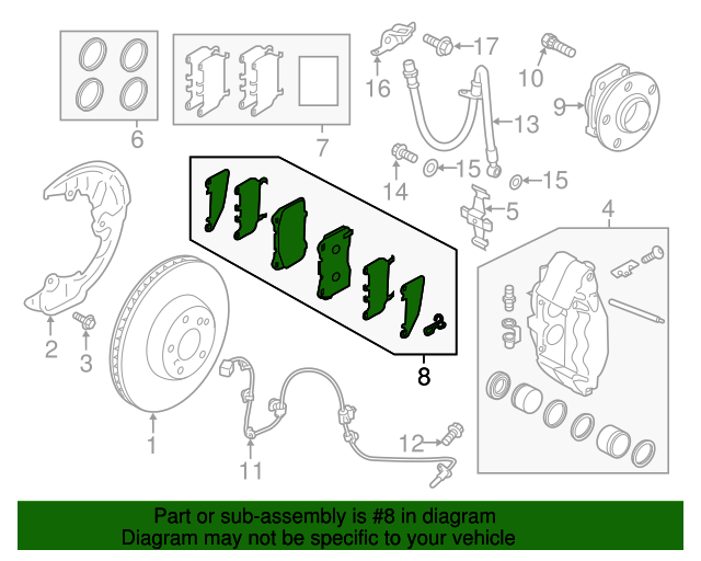 20042020 Subaru Front Brake Pad Set W/hardware & Shims [sti Only