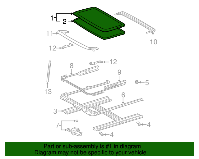 20032008 Toyota Corolla Sunroof Glass 6320102050 OEM Parts Online