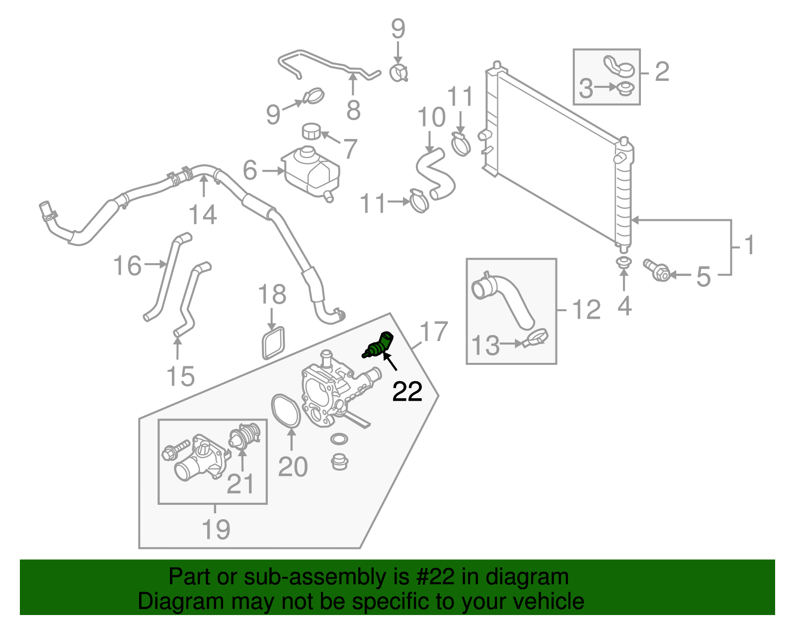 Engine Coolant Temperature Sensor - GM (96476965)